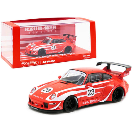 Tarmac Works 1/43 Model Car - Porsche RWB 993 #23 RWBWU Red with White Stripes ,