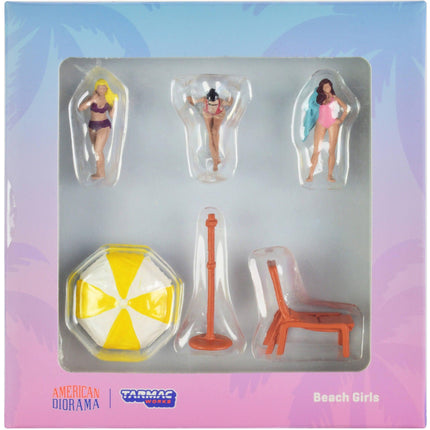Tarmac Works Figure Set - Beach Girls Diecast Body for 1/64 Scale Models, 5 piece ,
