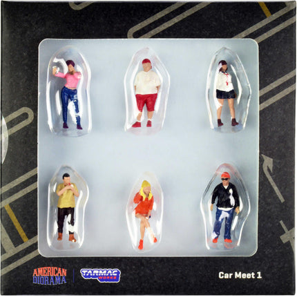 Tarmac Works Figure Set - Car Meet 1 Diecast Body for 1/64 Scale Models, 6 Piece ,