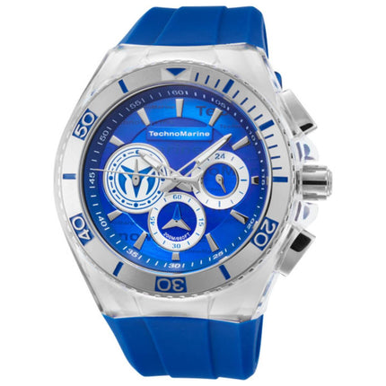 Technomarine Men's Chrono Watch - Cruise Blue and Grey Dial Rubber Strap | TM-118121 ,