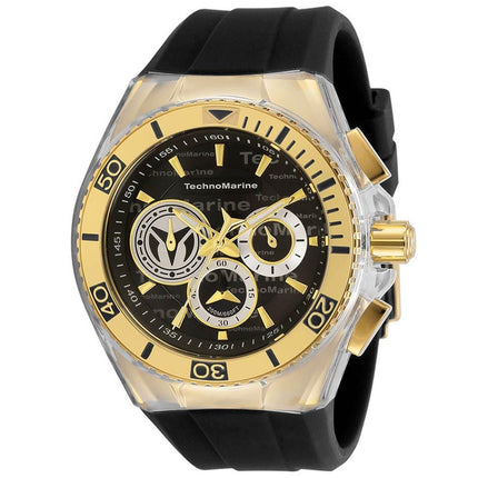 Technomarine Men's Chrono Watch - Cruise Yellow Gold Case Black Strap | TM-118123 ,