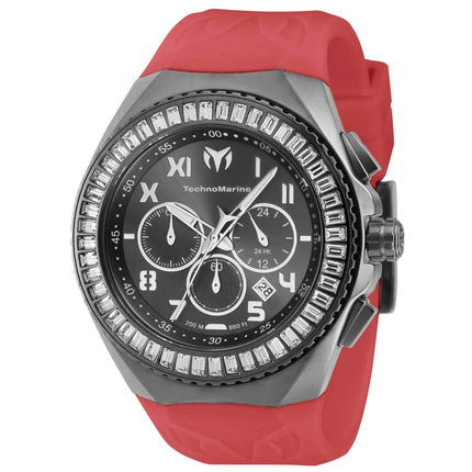 Technomarine Men's Chrono Watch - Manta Ocean Gunmetal Dial Burgundy Strap | TM-221038 ,