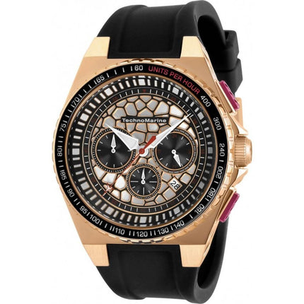 Technomarine Men's Chrono Watch - Technocell Rose Gold Case Black Strap | TM-318070 ,