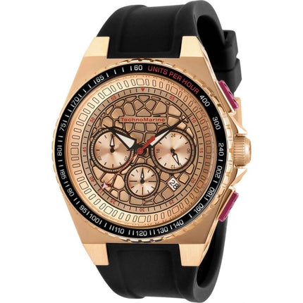 Technomarine Men's Chrono Watch - Technocell Rose Gold Dial Black Strap | TM-318069 ,