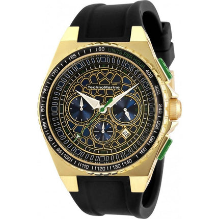Technomarine Men's Chrono Watch - Technocell Yellow Gold Case Black Strap | TM-318066 ,