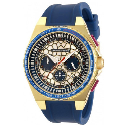 Technomarine Men's Chrono Watch - Technocell Yellow Gold Case Blue Strap | TM-318067 ,