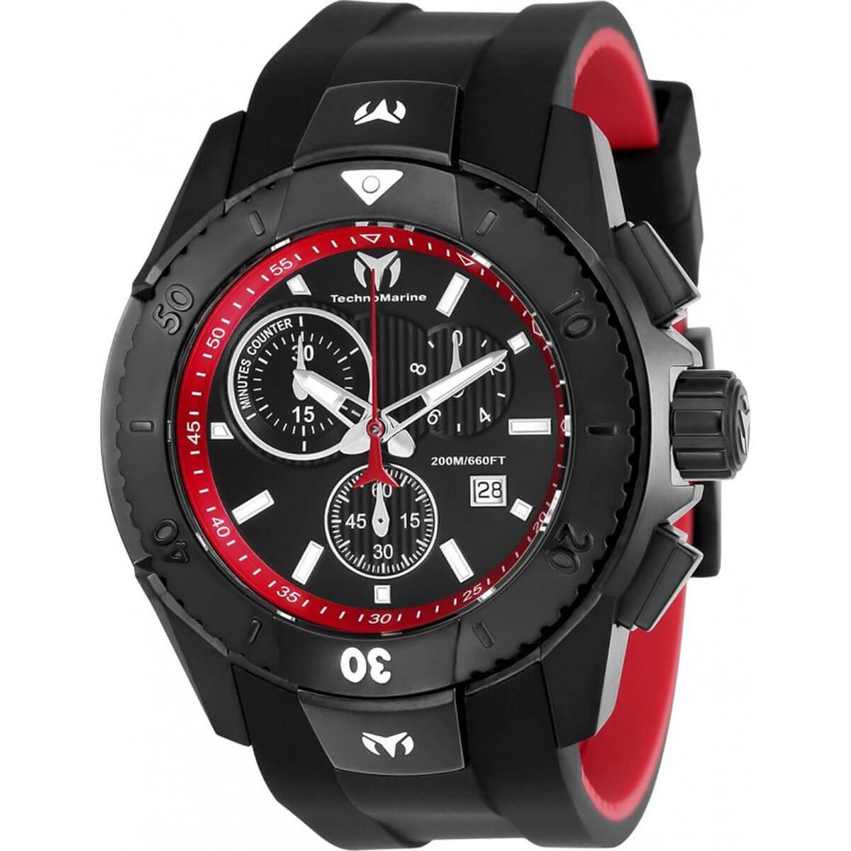 Technomarine Men's Chronograph Watch - UF6 Black Dial Rubber Strap