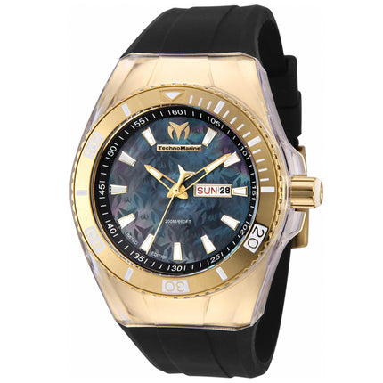 Technomarine Men's Quartz Watch - Cruise Monogram Black Dial Rubber Strap | TM-115374 ,