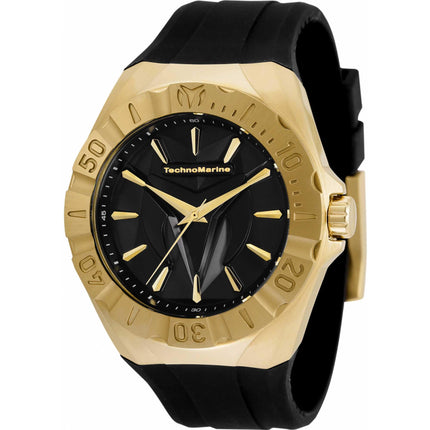 Technomarine Men's Quartz Watch - Cruise Yellow Gold Case Black Strap | TM-120008 ,