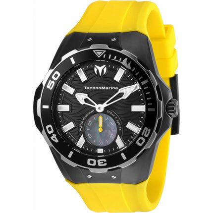 Technomarine Men's Watch - Cruise Black MOP Dial Yellow Rubber Strap | TM-120012 ,