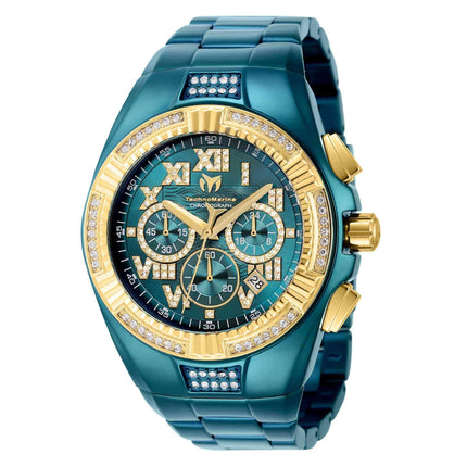 Technomarine Men's Watch - Cruise Chrono Gold Tone Bezel Green Bracelet | TM-121237 ,