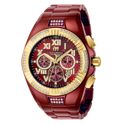 Technomarine Men's Watch - Cruise Chrono Gold Tone Bezel Red Bracelet | TM-121236 ,