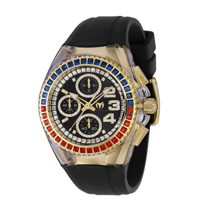 Technomarine Unisex Watch - Cruise Glitz Chrono Black Dial Rubber Strap | TM-121046 ,