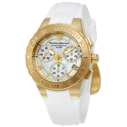Technomarine Women's Chrono Watch - Cruise Medusa MOP Dial White Strap | TM-115088 ,