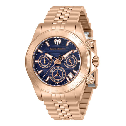 Technomarine Women's Chrono Watch - Manta Ray Blue Dial Rose Gold Bracelet | TM-219102 ,