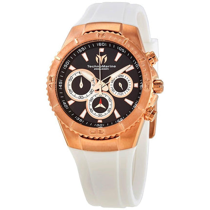 Technomarine Women's Chrono Watch - Sea Manta Black Dial White Strap | TM-218042 ,