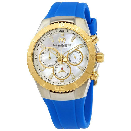 Technomarine Women's Chronograph Watch - Sea Manta MOP Dial Blue Strap | TM-218043 ,