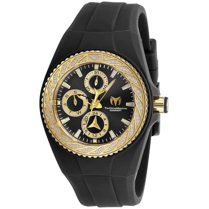 Technomarine Women's Quartz Watch - Cruise Glitz Black Dial Rubber Strap | TM-118113 ,