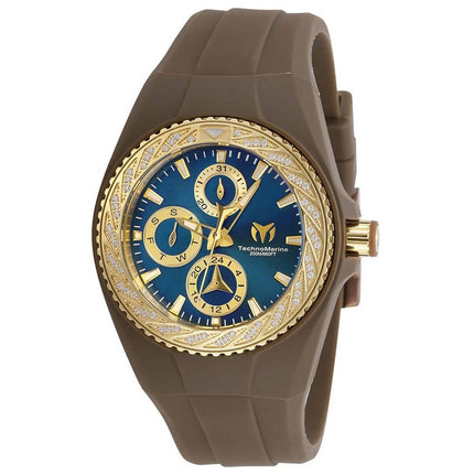 Technomarine Women's Quartz Watch - Cruise Glitz Blue Dial Brown Strap | TM-118111 ,