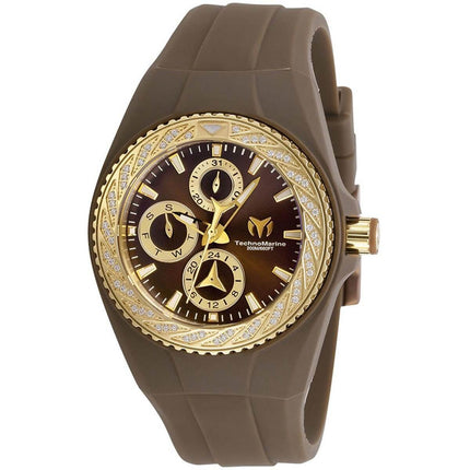Technomarine Women's Quartz Watch - Cruise Glitz Brown Dial Rubber Strap | TM-118110 ,