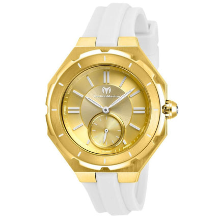 Technomarine Women's Quartz Watch - Cruise Sea Gold Tone Dial White Strap | TM-118005 ,