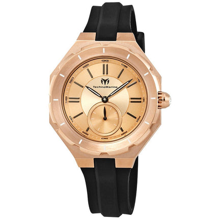 Technomarine Women's Quartz Watch - Cruise Sea Rose Gold Dial Black Strap | TM-118007 ,