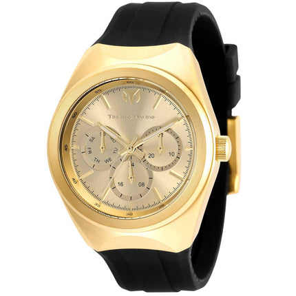 Technomarine Women's Quartz Watch - MoonSun Gold Tone Dial Black Strap | TM-820018 ,
