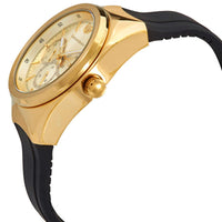 Technomarine Women's Quartz Watch - MoonSun Gold Tone Dial Black Strap | TM-820018 ,