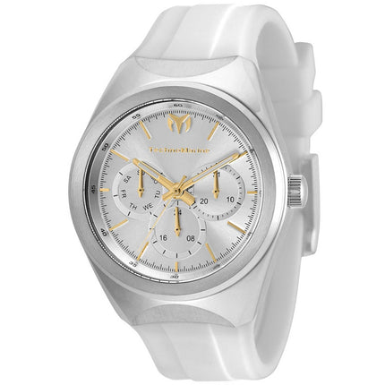 Technomarine Women's Quartz Watch - MoonSun Silver Dial White Rubber Strap | TM-820021 ,