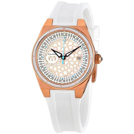 Technomarine Women's Quartz Watch - TechnoCell Rose Gold Case White Strap | TM-318083 ,