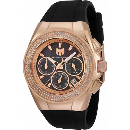 Technomarine Women's Watch - Cruise Diva Pave Black and Rose Gold Dial | TM-120043 ,