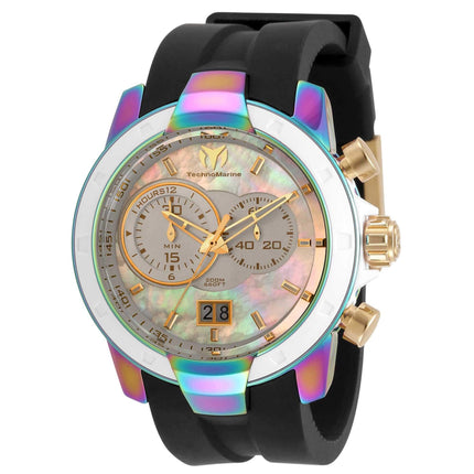 Technomarine Women's Watch - UF6 Chronograph White MOP Dial Black Strap | TM-620000 ,