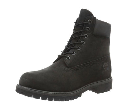 Timberland C10073 Men's Classic Premium Black Nubuck Leather Lace Up Waterproof Boots, 6" High ,