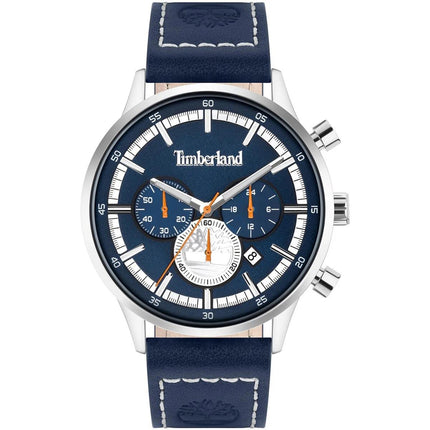 Timberland Men's Chronograph Watch - Blue and White Dial Leather Strap | TDWGC2090502 ,
