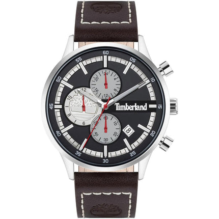 Timberland Men's Chronograph Watch - SS Case Dark Brown Leather Strap | TDWGF2090402 ,