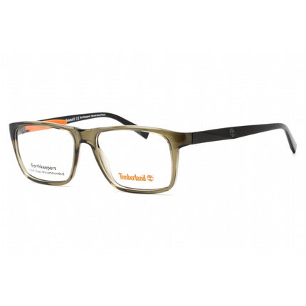 Timberland Men's Eyeglasses - Rectangular Shiny Dark Green Plastic Frame | TB1744 096 ,