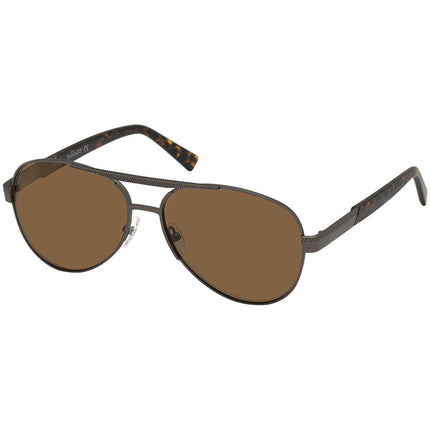 Timberland Men's Sunglasses - Brown Polarized Lens Pilot Metal Frame | TB9214 6109H ,
