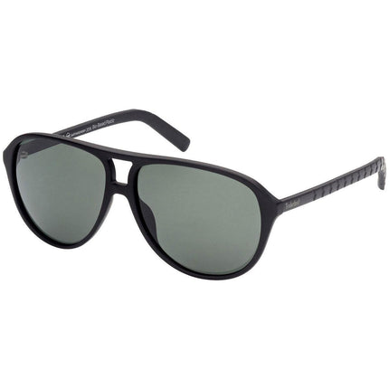 Timberland Men's Sunglasses - Matte Black Frame Green Polarized Lens | TB9224 6002R ,