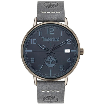 Timberland Men's Watch - Date SS Case Navy Blue Dial Grey Leather Strap | TDWGB2091603 ,