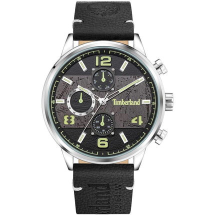 Timberland Men's Watch - Day and Date SS Case Black Dial Leather Strap | TDWGF2091103 ,