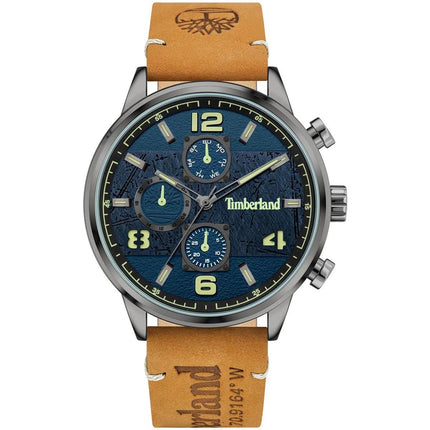 Timberland Men's Watch - Day and Date SS Case Blue Dial Leather Strap | TDWGF2091101 ,