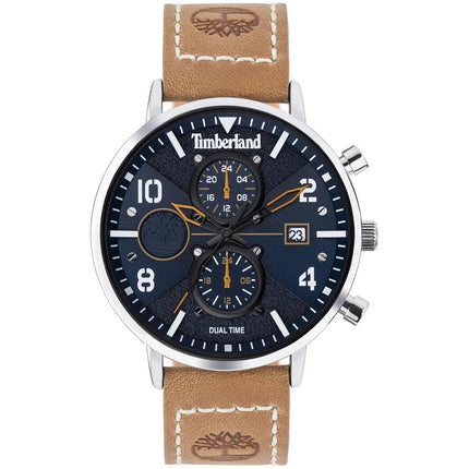 Timberland Men's Watch - Dual Time and Date Blue Dial Leather Strap | TDWGF2091501 ,