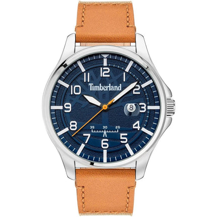 Timberland Men's Watch - Stainless Steel Case Blue Dial Leather Strap | TDWGB2091802 ,