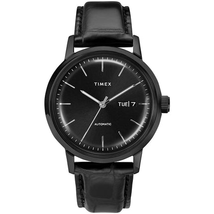Timex Men's Automatic Watch - Marlin Black Dial Leather Strap | TW2U11700ZV ,