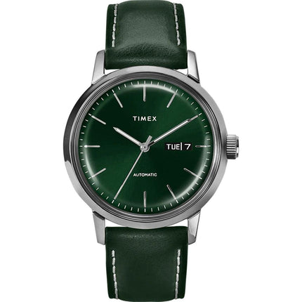 Timex Men's Automatic Watch - Marlin Green Dial Leather Strap | TW2U11900ZV ,