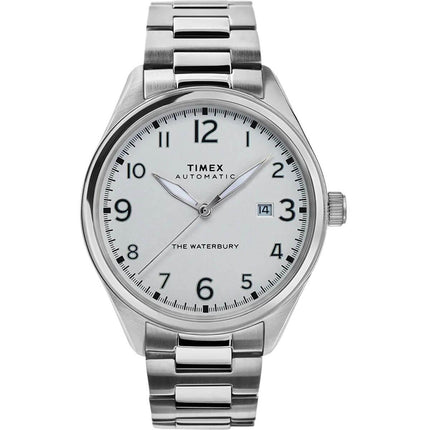 Timex Men's Automatic Watch - Waterbury White Dial Silver Bracelet | TW2T69700VQ ,