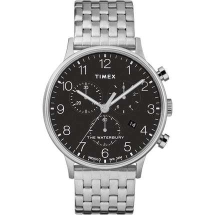 Timex Men's Chrono Watch - Waterbury Classic Black Dial Bracelet | TW2R71900 ,