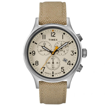 Timex Men's Chronograph Watch - Allied Quartz Beige Dial Khaki Strap | TW2R47300 ,