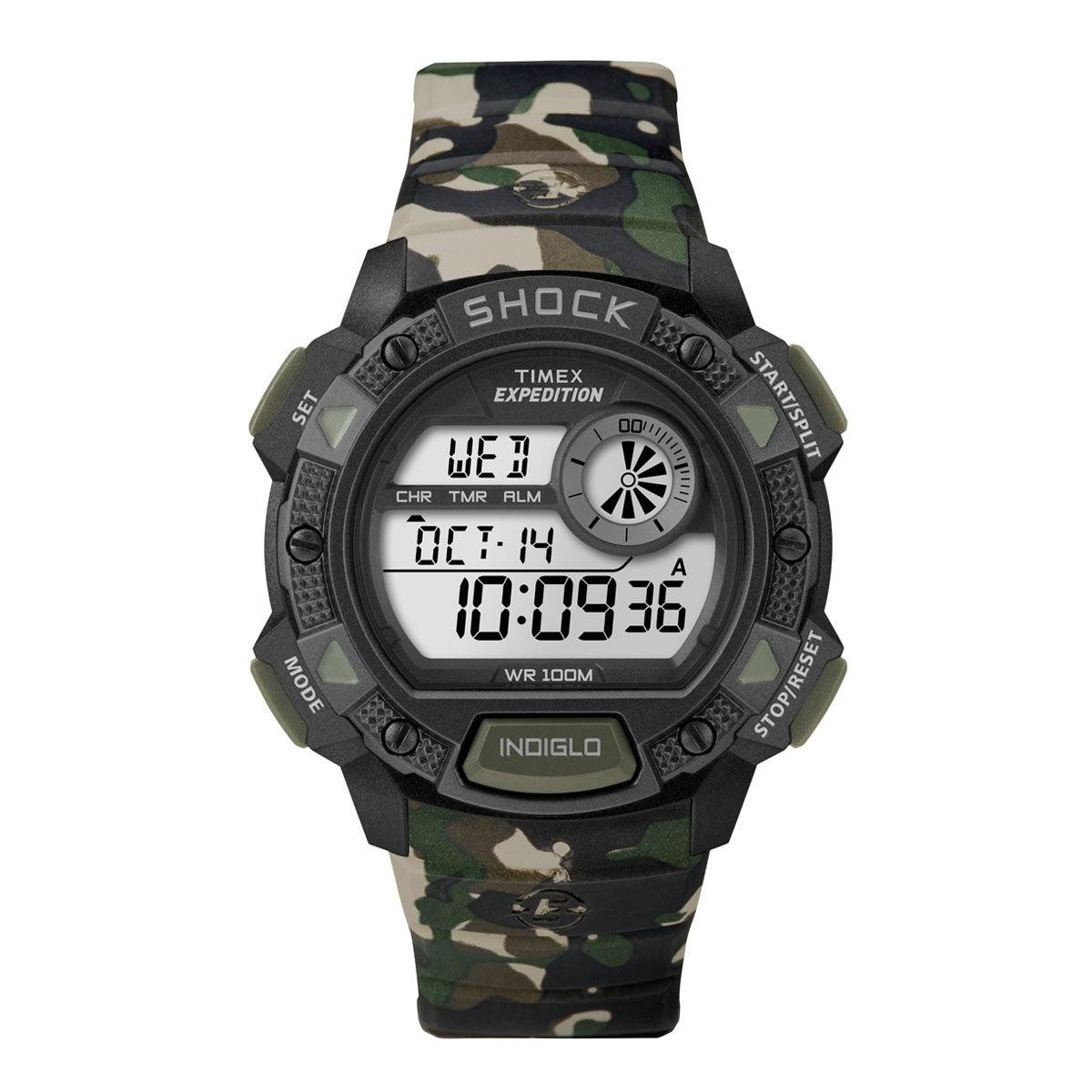 Timex Men s Chronograph Watch Expedition Base Shock Grey Dial Resin Strap T49976JV