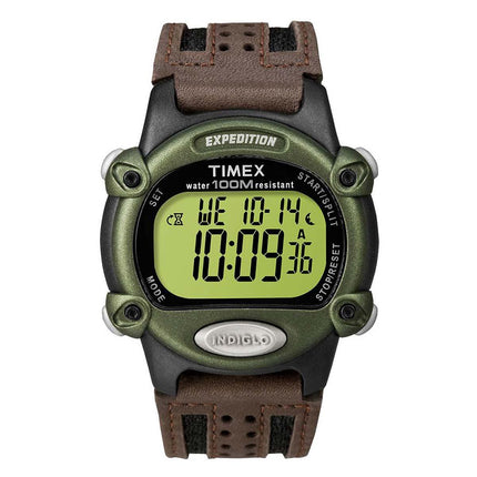 Timex Men's Chronograph Watch - Expedition Digital Grey Dial Leather & Nylon Strap | T48042JV ,
